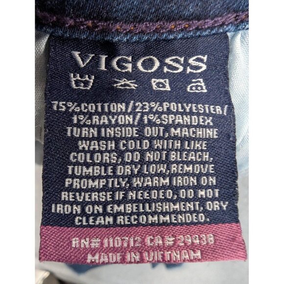 Vigoss Gwen Kick Flare Jeans Womens 27x26 Blue High Rise Raw Hem Distressed - Picture 16 of 16